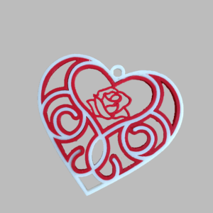 Colgante en forma de corazón rojo/blanco